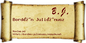 Bordán Juliánusz névjegykártya